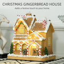 HOMCOM Lighted and Musical Christmas Candy House with Gingerbread Man Brown