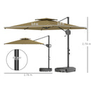 Outsunny Garden Cantilever Parasol w/ Weighted Base Tilt Crank