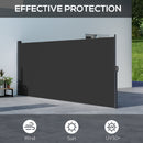 Outsunny Side Awning Retractable, Privacy Screen, 400x160cm