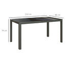 Outsunny Outdoor Dining Table for 6 with Glass Top, Aluminium Frame, Grey