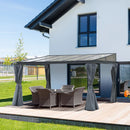 Outsunny Outdoor Lean to Pergola Gazebo 4x3m - Grey