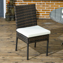 Outsunny 2 PCs Rattan Garden Chairs with Cushion, Wicker Dining Chairs, Brown