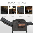 Outsunny Outdoor Recliner Chair w/ Cushion Rattan Reclining Lounge Chair