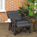 Outsunny Outdoor Recliner Chair w/ Cushion Rattan Reclining Lounge Chair