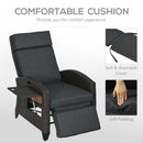 Outsunny Outdoor Recliner Chair w/ Cushion Rattan Reclining Lounge Chair
