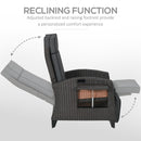 Outsunny Outdoor Recliner Chair w/ Cushion Rattan Reclining Lounge Chair