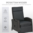 Outsunny Outdoor Recliner Chair w/ Cushion Rattan Reclining Lounge Chair