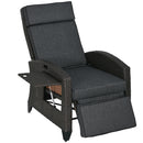 Outsunny Outdoor Recliner Chair w/ Cushion Rattan Reclining Lounge Chair