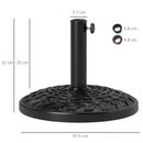 Outsunny 12kg Garden Parasol Base, Round Resin Garden Umbrella Base, Black