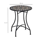 Outsunny 60cm Mosaic Round Bistro Table Outdoor Garden Side Table