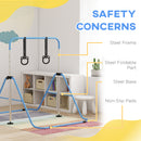 HOMCOM Adjustable Height Foldable Kids Purple Gymnastics Bar With Non-Slip Mats