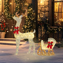 Outsunny Light Up Reindeer & Sleigh Christmas Decoration w/ 170 LED Lights