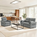 HOMCOM Armchair, Faux Leather Accent Chair with Thicken Cushion, Grey