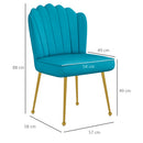 HOMCOM Velvet-Feel Shell Accent Chair Home Bedroom Lounge Metal Legs