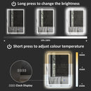HOMCOM Bathroom Mirror With Bluetooth Clock Lights Demister Pad