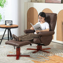 HOMCOM Brown Recliner Chair with Footstool, Backrest Adjustable, Armchair