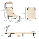Outsunny 2 Piece Folding Sun Loungers with Adjustable Backrest, Tan Brown