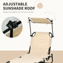 Outsunny 2 Piece Folding Sun Loungers with Adjustable Backrest, Tan Brown