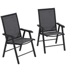 Outsunny 2-PCS Garden Armchairs Outdoor Patio Folding Modern Furniture Grey