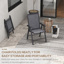 Outsunny 2-PCS Garden Armchairs Outdoor Patio Folding Modern Furniture Grey