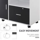 HOMCOM Mobile Office File Cabinet Printer Table with Lockable Drawer and Shelf