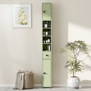 Kleankin Slim Bathroom Cabinet, Toilet Roll Storage W/ Open Shelves, Green