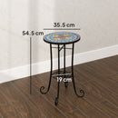 Outsunny 35.5cm Round Mosaic Garden Side Table Plant Stand w/ Shelf