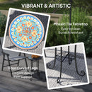 Outsunny 35.5cm Round Mosaic Garden Side Table Plant Stand w/ Shelf