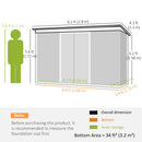 Outsunny 9 x 4FT Metal Garden Storage Shed w/ 2 Door, Light Grey Wood Grain