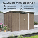 Outsunny 9 x 4FT Metal Garden Storage Shed w/ 2 Door, Light Grey Wood Grain