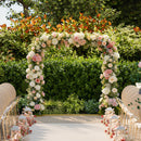 Outsunny Wedding Arch Backdrop Stand, Gold Wedding Arch with U-shaped Stakes