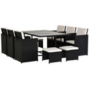 Outsunny Rattan Dining Set Garden Furniture Patio set 11 PC with Cushion Black /Milk  White