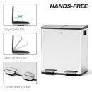 HOMCOM 2 X 20L Dual Kitchen Bin Pedal Bin For Recycling And Waste