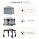 Outsunny Hardtop Gazebo with Aluminium Frame and Curtains 3 x 3m - Black