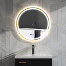 HOMCOM Illuminated Bathroom LED Mirror Round Wall Mounted Mirror Gold