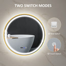 HOMCOM Illuminated Bathroom LED Mirror Round Wall Mounted Mirror Gold