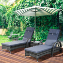 Outsunny Rattan Lounge Set with Side Table - Grey