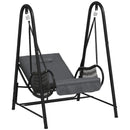 Outsunny Rattan Swing Chair with Stand and Seat Cushion