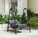 Outsunny Rattan Swing Chair with Stand and Seat Cushion