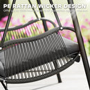 Outsunny Rattan Swing Chair with Stand and Seat Cushion