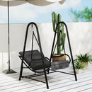 Outsunny Rattan Swing Chair with Stand and Seat Cushion