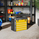 HOMCOM 4 Drawers Large Tool Box, Steel Toolbox With Handle