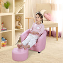 HOMCOM Kids PVC Upholstered Armchair w/ Foot Stool Pink