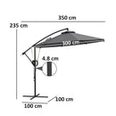 Outsunny 3(m) Cantilever Banana Parasol with Cover Wind Strap UPF50+