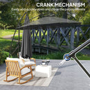 Outsunny 3(m) Cantilever Banana Parasol with Cover Wind Strap UPF50+
