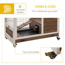 PawHut Wood Indoor Rabbit Hutch Elevated 2-Floor Guineas Pigs Cage w/ Wheels