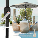 Outsunny Garden Umbrella Parasol Sun Shade Aluminium Light Grey, 2.7M