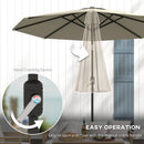 Outsunny Garden Umbrella Parasol Sun Shade Aluminium Light Grey, 2.7M