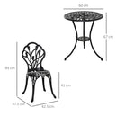 Outsunny 3 Piece Bistro Set, Aluminium Garden Furniture With Umbrella Hole