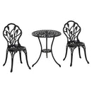 Outsunny 3 Piece Bistro Set, Aluminium Garden Furniture With Umbrella Hole
